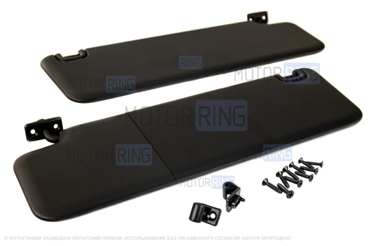 Козырьки солнцезащитные черные без зеркала с крючками и комплектом саморезов для Лада 4х4 с 2020 г. в., Нива Легенд _1