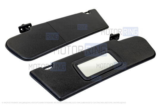 Солнцезащитные черные козырьки с зеркалом, крючками и комплектом саморезов для Шевроле Нива, Лада Нива Тревел