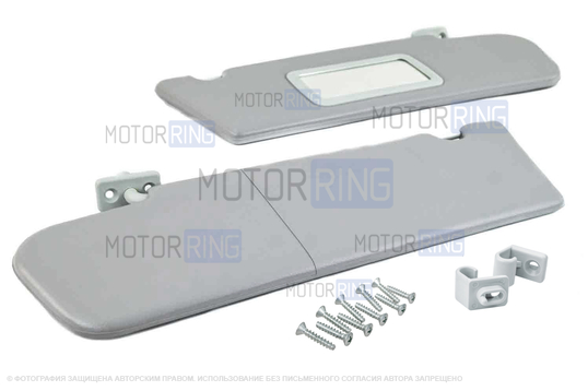 Солнцезащитные козырьки с зеркалом, крючками и комплектом саморезов для Шевроле Нива, Лада Нива Тревел_1
