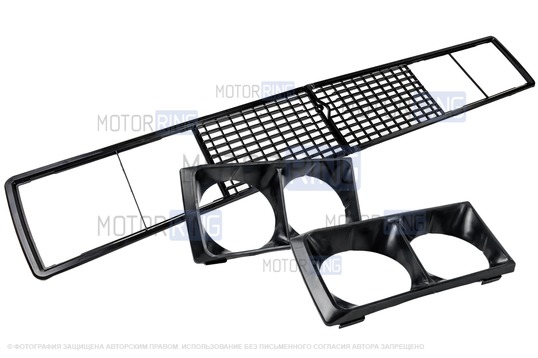 Решетка радиатора черная (неокрашенная) c комплектом облицовок фар для ВАЗ 2106_1