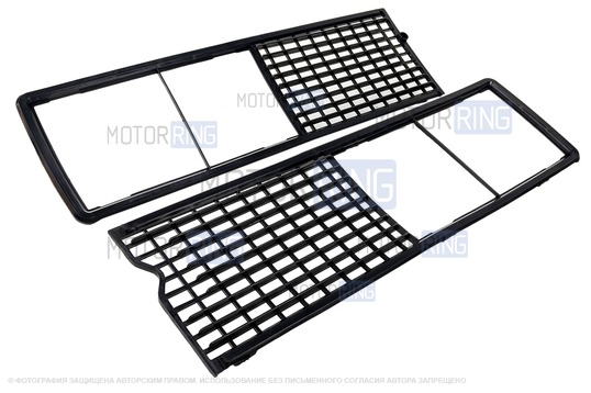 Решетка радиатора черная (неокрашенная) c комплектом облицовок фар для ВАЗ 2106