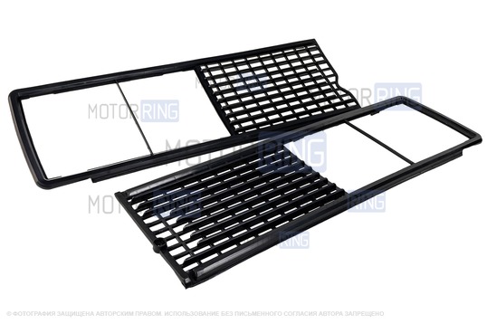 Решетка радиатора черная (неокрашенная) c комплектом облицовок фар для ВАЗ 2106