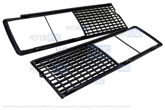 Решетка радиатора черная (неокрашенная) c комплектом облицовок фар для ВАЗ 2106