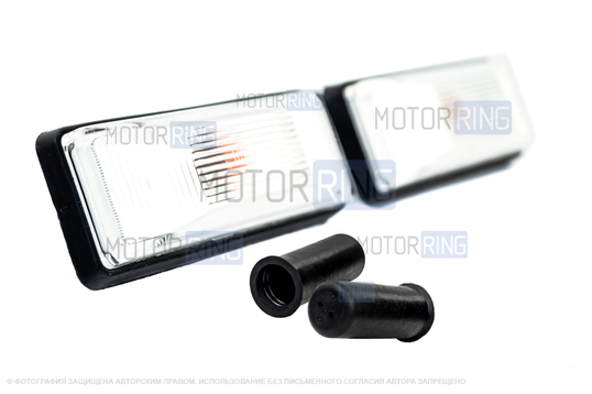 Повторители поворотов белые на передние крылья с защитными колпачками проводки для ВАЗ 2106, Лада 4х4, Нива Легенд_1