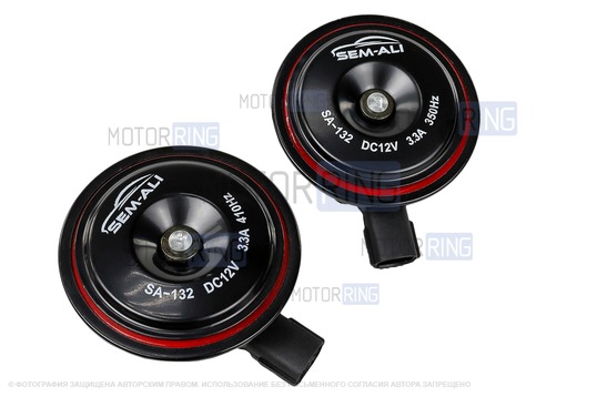 Дисковый воздушный звуковой сигнал SEM-ALI 132 c проводкой штатного подключения для KIA, Hyundai 2 поколения