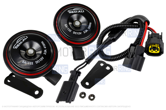 Дисковый воздушный звуковой сигнал SEM-ALI 132 c проводкой штатного подключения для Peugeot, Renault, Citroen 2 поколения, Лада Ларгус, Ларгус FL_1