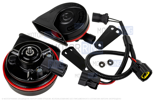 Рупорный воздушный звуковой сигнал SEM-ALI 131 c проводкой штатного подключения для KIA, Hyundai 1 поколения_1