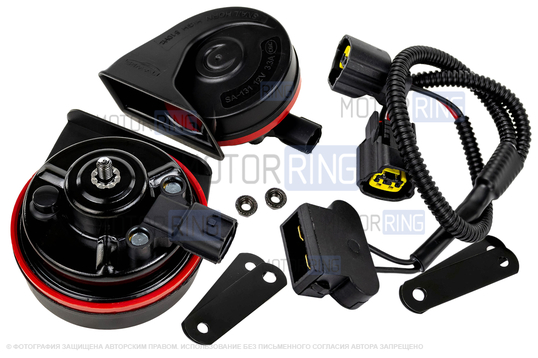 Рупорный воздушный звуковой сигнал SEM-ALI 131 c проводкой штатного подключения для Skoda, Audi, Seat, Volkswagen 1 поколения_1