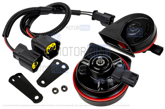 Рупорный воздушный звуковой сигнал SEM-ALI 131 c проводкой штатного подключения для KIA, Hyundai 2 поколения_1