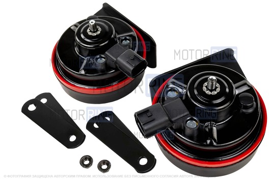 Рупорный воздушный звуковой сигнал SEM-ALI 131 c проводкой штатного подключения для KIA, Hyundai 2 поколения