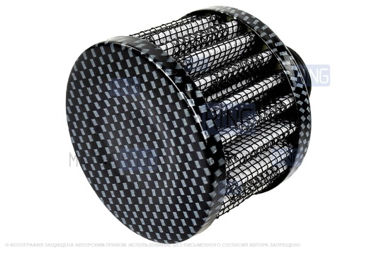 Фильтр нулевого сопротивления вентиляции картерных газов (на сапун) MR под Карбон для инжекторных ВАЗ 2101-2107, 2108-2115, 2110-2112, Лада Гранта, Калина, Приора, Нива Легенд/Тревел, Шевроле Нива