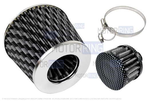 Комплект фильтров нулевого сопротивления (воздушный и картерных газов) MR под Карбон для инжекторных ВАЗ 2101-2107, 2108-2115, 2110-2112, Лада Гранта, Калина, Приора, Нива Тревел/Легенд, Шевроле Нива_1