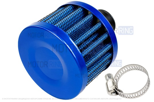 Фильтр нулевого сопротивления вентиляции картерных газов (на сапун) MR синий для инжекторных ВАЗ 2101-2107, 2108-2115, 2110-2112, Лада Гранта, Калина, Приора, Нива Легенд/Тревел, Шевроле Нива_1