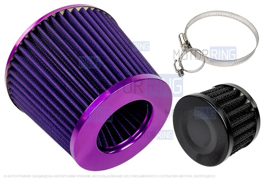 Комплект фильтров нулевого сопротивления (воздушный фиолетовый и картерных газов черный) MR для инжекторных ВАЗ 2101-2107, 2108-2115, 2110-2112, Лада Гранта, Калина, Приора, Нива Тревел/Легенд, Шевроле Нива_1