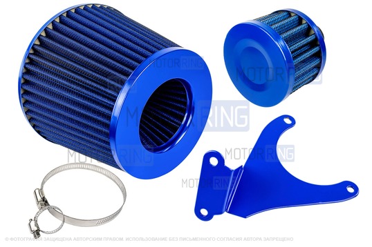 Комплект синих воздушных фильтров нулевого сопротивления (воздушный и картерных газов) MR с синим кронштейном Sal-Man для 16 кл ВАЗ 2110-2112, 2113, 2114 (Супер-Авто), Лада Гранта, Гранта FL, Калина, Калина 2, Приора_1