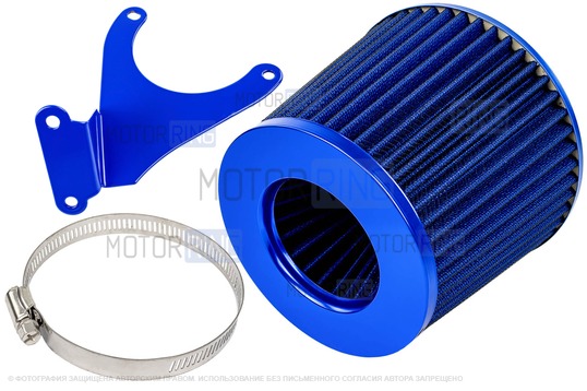 Синий воздушный фильтр нулевого сопротивления MR с синим кронштейном Sal-Man для 16 кл ВАЗ 2110-2112, 2113, 2114 (Супер-Авто), Лада Гранта, Гранта FL, Калина, Калина 2, Приора_1