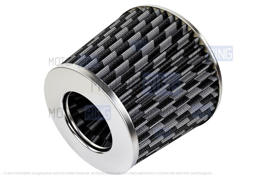 Воздушный фильтр нулевого сопротивления MR под карбон с красным кронштейном Sal-Man для 16 кл ВАЗ 2110-2112, 2113, 2114 (Супер-Авто), Лада Гранта, Гранта FL, Калина, Калина 2, Приора