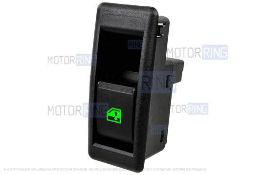 Кнопки стеклоподъемника ВИЭ (2 шт) с малым разъемом (зеленая подсветка) для Лада Гранта, Калина 2