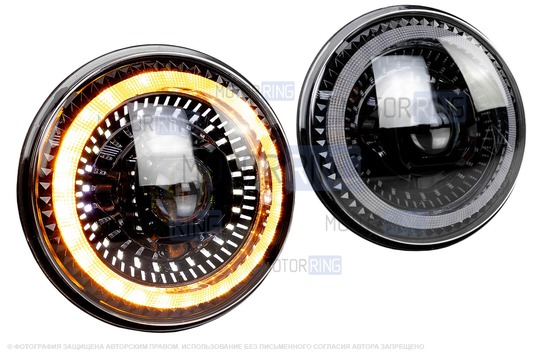 Светодиодные фары TheBestPartner 7 дюймов с линзой в квадратной рамке, повторителем поворотника и многоярусными ДХО для ВАЗ 2101, 2102, Лада 4х4, Нива Легенд_1