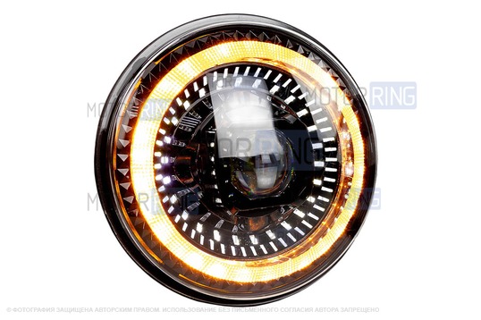 Светодиодная фара TheBestPartner 7 дюймов с линзой в квадратной рамке, повторителем поворотника и многоярусными ДХО для ВАЗ 2101, 2102, Лада 4х4, Нива Легенд_1