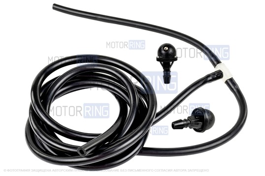 Трубки омывателя лобового стекла черные с тройником и струйными форсунками (1 дюза) для Лада Калина_1