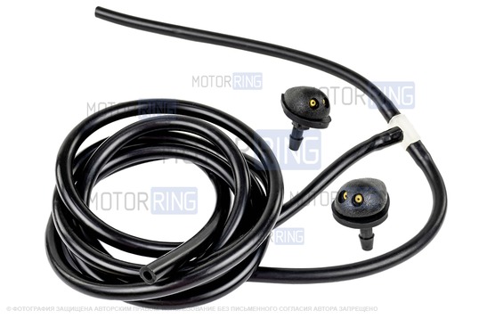 Трубки омывателя лобового стекла черные с тройником и струйными форсунками (2 дюзы) для Лада Калина_1