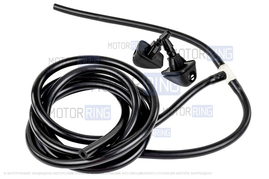 Трубки омывателя лобового стекла черные с тройником и веерными форсунками БУРАН-3 на защелке (металлический распылитель) для Лада Калина_1