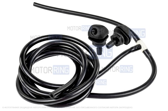 Трубки омывателя лобового стекла черные с тройником и веерными форсунками БУРАН-2 на гайке (пластиковый распылитель) для Лада Калина_1