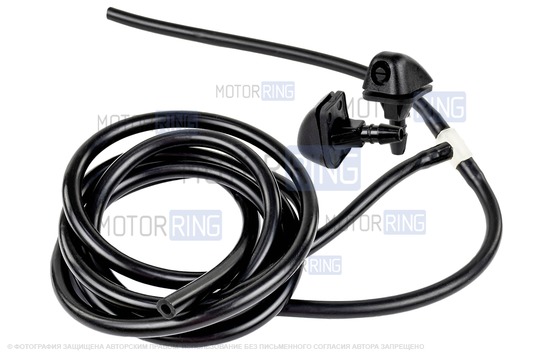 Трубки омывателя лобового стекла черные с тройником и веерными форсунками БУРАН на защелке (пластиковый распылитель)для Лада Калина_1