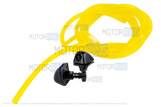 Трубки омывателя лобового стекла желтые с тройником и веерными форсунками БУРАН на защелке (пластиковый распылитель) для ВАЗ 2108-21099, 2113-2115_1