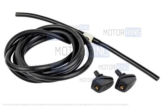 Трубки омывателя лобового стекла черные с тройником и веерными форсунками Мерс GT для ВАЗ 2110-2112_1