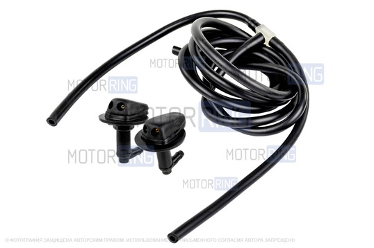 Трубки омывателя лобового стекла черные с тройником и струйными форсунками Мерс нового образца для Лада Приора_1