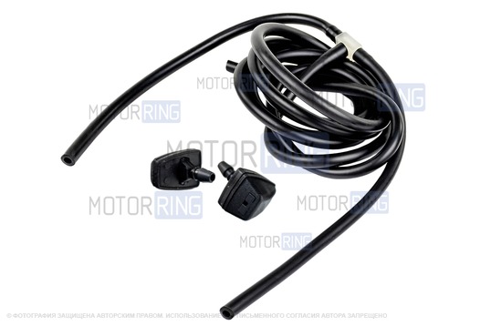 Трубки омывателя лобового стекла черные с тройником и веерными форсунками Тайфун для Лада Приора_1