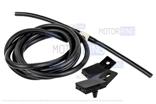 Трубки омывателя лобового стекла черные с тройником и струйными форсунками на защелке для ВАЗ 2110-2112_1