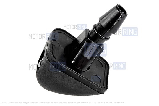 Трубки омывателя лобового стекла черные с тройником, веерными форсунками БУРАН-3 на защелке (металлический распылитель) и обратным клапаном Мини для ВАЗ 2110-2112