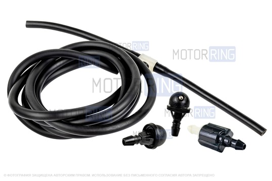 Трубки омывателя лобового стекла черные с тройником, струйными форсунками и обратным клапаном Мини для ВАЗ 2110-2112_1