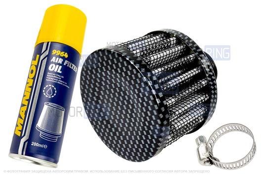 Фильтр нулевого сопротивления вентиляции картерных газов (на сапун) MR под карбон с пропиткой MANNOL для инжекторных ВАЗ 2101-2107, 2108-2115, 2110-2112, Лада Гранта, Калина, Приора, Нива Легенд/Тревел, Шевроле Нива_1