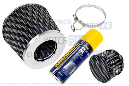 Комплект фильтров нулевого сопротивления (воздушный и картерных газов) MR под карбон с пропиткой MANNOL для инжекторных ВАЗ 2101-2107, 2108-2115, 2110-2112, Лада Гранта, Калина, Приора, Нива Тревел/Легенд, Шевроле Нива_1