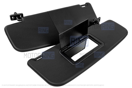 Черные солнечные козырьки с закрывающимся зеркалом и крепежом для Лада Калина 1