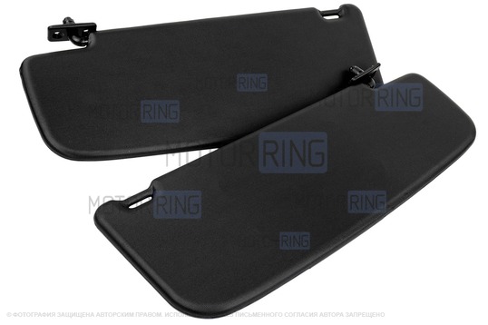 Черные солнечные козырьки с закрывающимся зеркалом и крепежом для Лада Калина 1