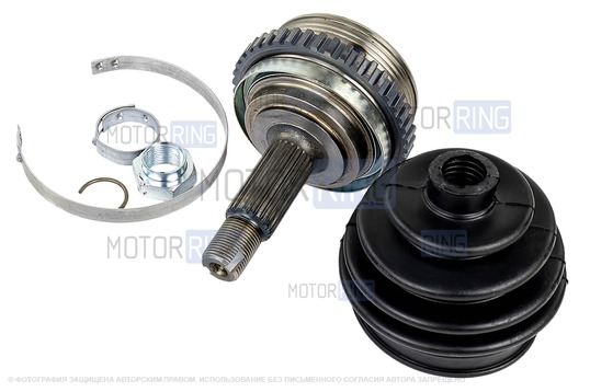Шарнир наружный в сборе (пыльник, гайка, 2 хомута) под АБС для Лада Калина, Калина 2, Гранта, Гранта FL, Приора, Датсун_1