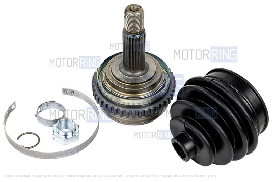 Шарнир наружный в сборе (пыльник, гайка, 2 хомута) под АБС для Лада Калина, Калина 2, Гранта, Гранта FL, Приора, Датсун