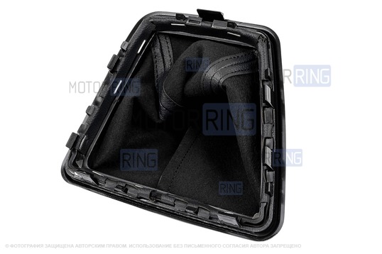 Ручка КПП Sal-Man черный лак с пыльником, рамкой и черной прострочкой для Лада Веста