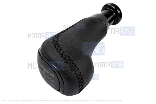 Ручка КПП Sal-Man черный лак с пыльником, рамкой и черной прострочкой для Лада Веста