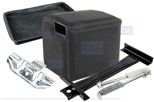 Крепление аккумулятора нового образца с термочехлом и резиновым ковриком для Лада Приора_1