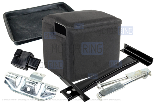 Крепление аккумулятора нового образца с термочехлом, резиновым ковриком и чехлом плюсовой клеммы для Лада Приора_1