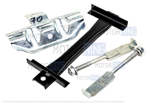 Крепление аккумулятора нового образца с термочехлом, резиновым ковриком и чехлом плюсовой клеммы для Лада Приора