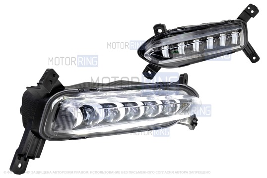 Диодные ПТФ Sal-Man 60W 7800lux 6000К 6 линз для Hyundai Solaris 2 2017-2020 г.в._1