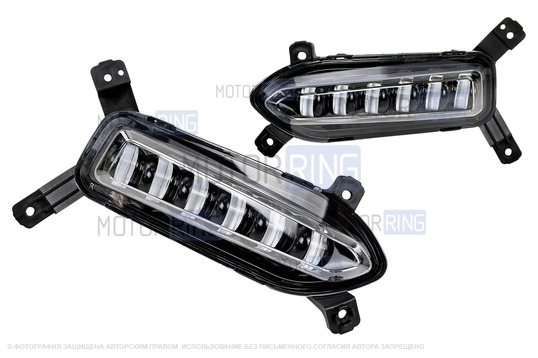 Диодные ПТФ Sal-Man 60W 7800lux 6000К 6 линз для Hyundai Solaris 2 2017-2020 г.в.