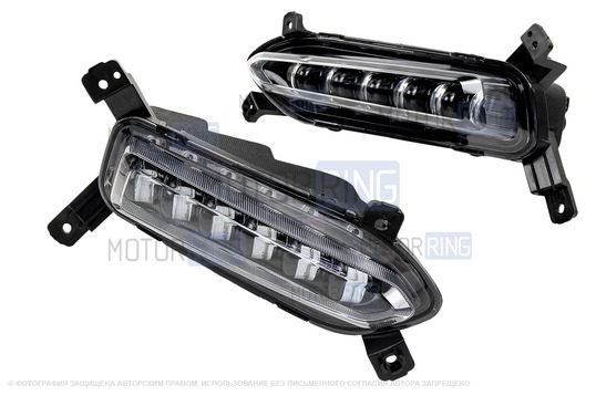 Диодные ПТФ Sal-Man 60W 7800lux 6000К 6 линз для Hyundai Solaris 2 2017-2020 г.в.